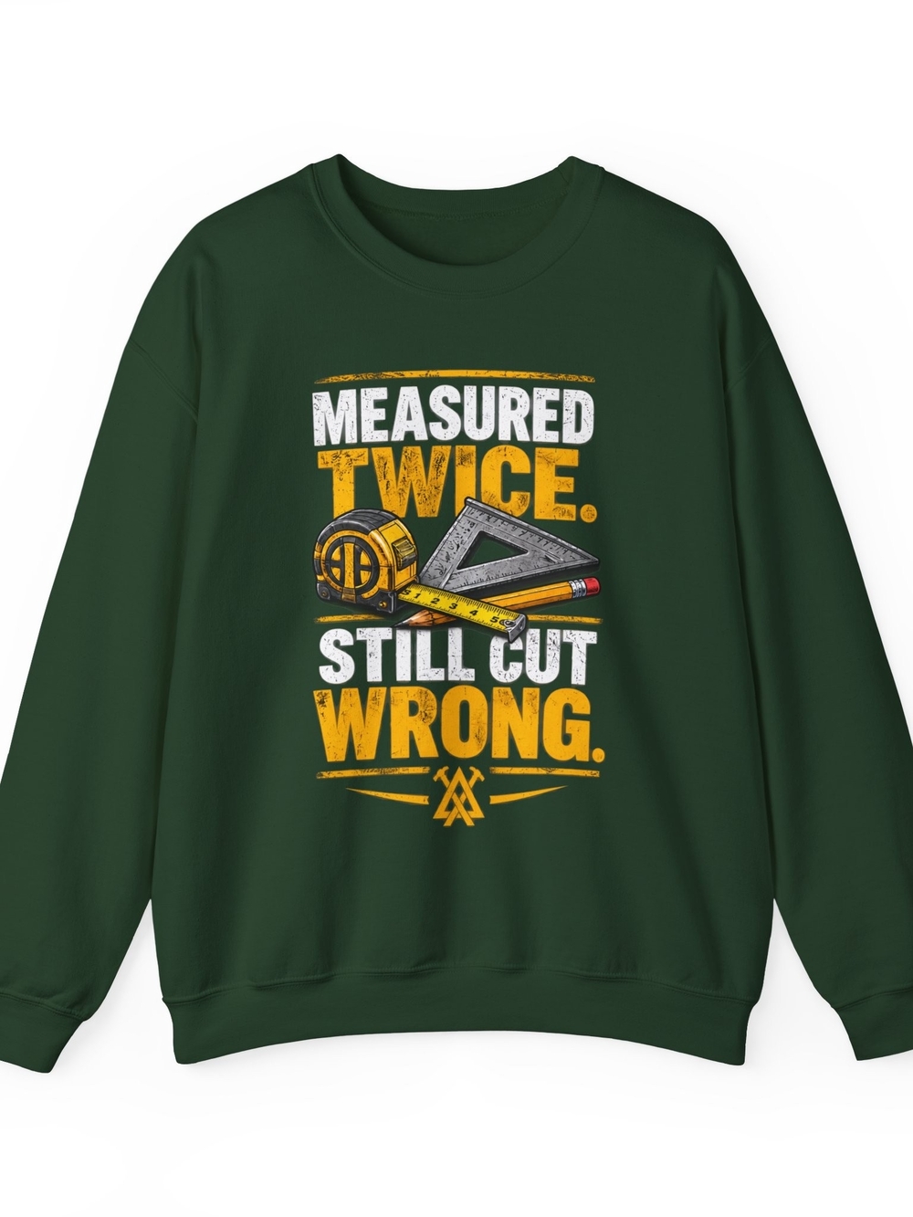 Forest Green Graphic Crewneck Sweatshirt - Measured Twice Design